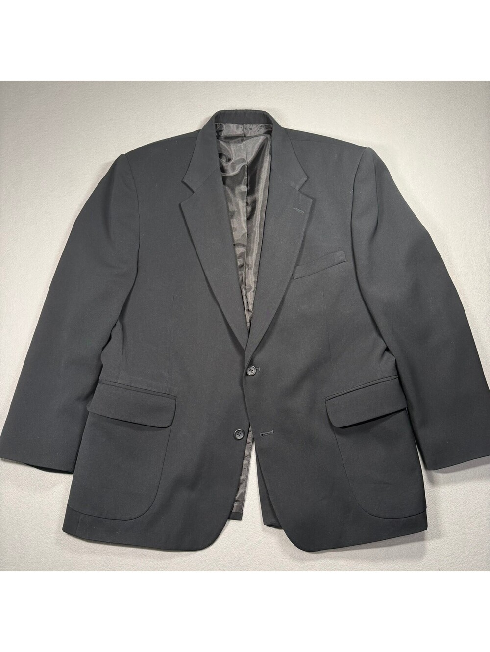 LL Bean Traveler Blazer Mens 48R Black 2 Button Sport Coat Zip Security Pockets